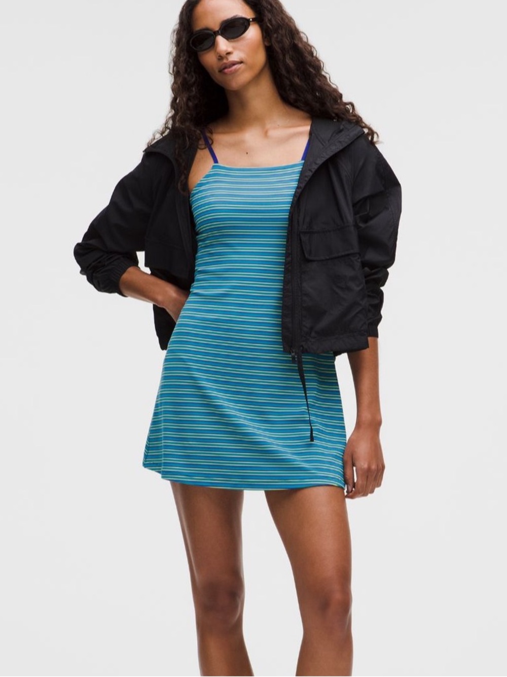 LULULEMON ALIGN APRON DRESS *JACQUARD in VARIATED STRIPE TWICE BLUE SZ 6 NWT - Picture 2 of 10